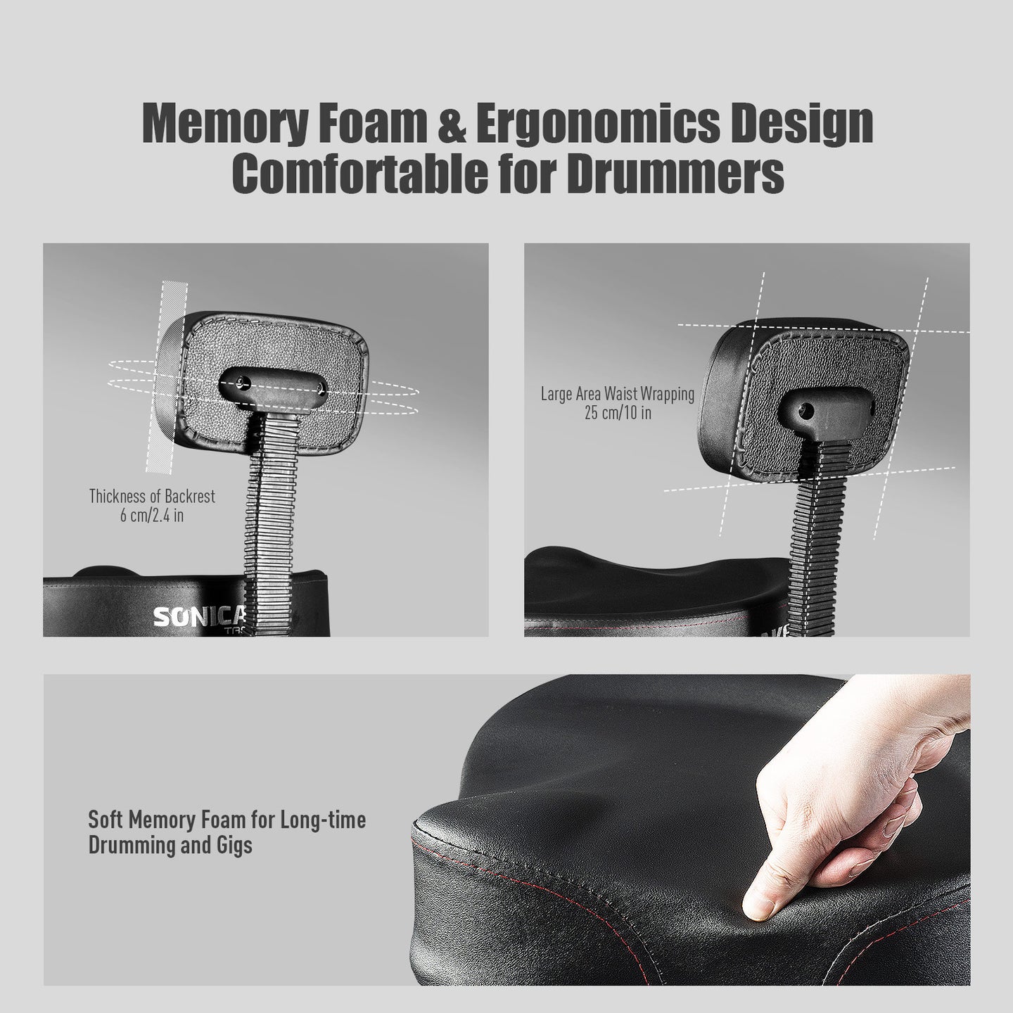 Drum Throne with Backrest Hydraulic - Sonicake