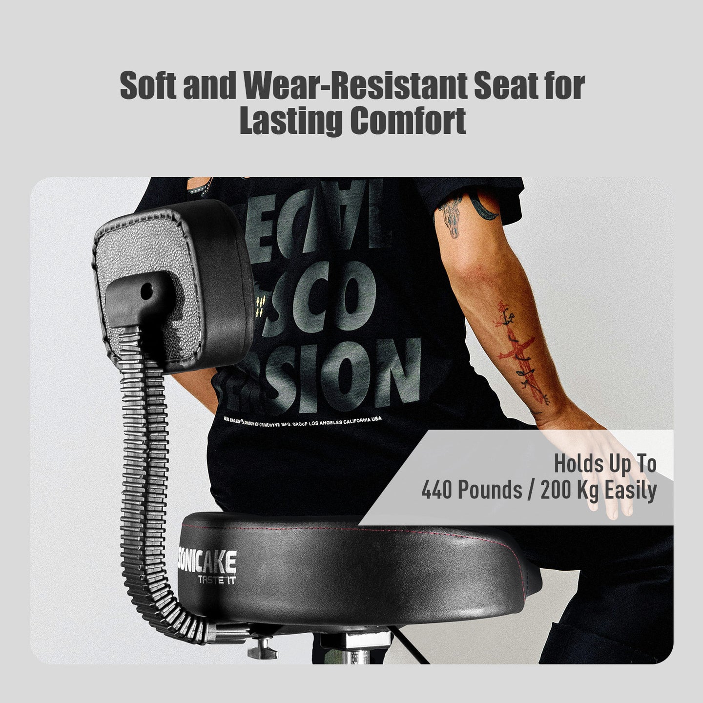 Drum Throne with Backrest Hydraulic - Sonicake