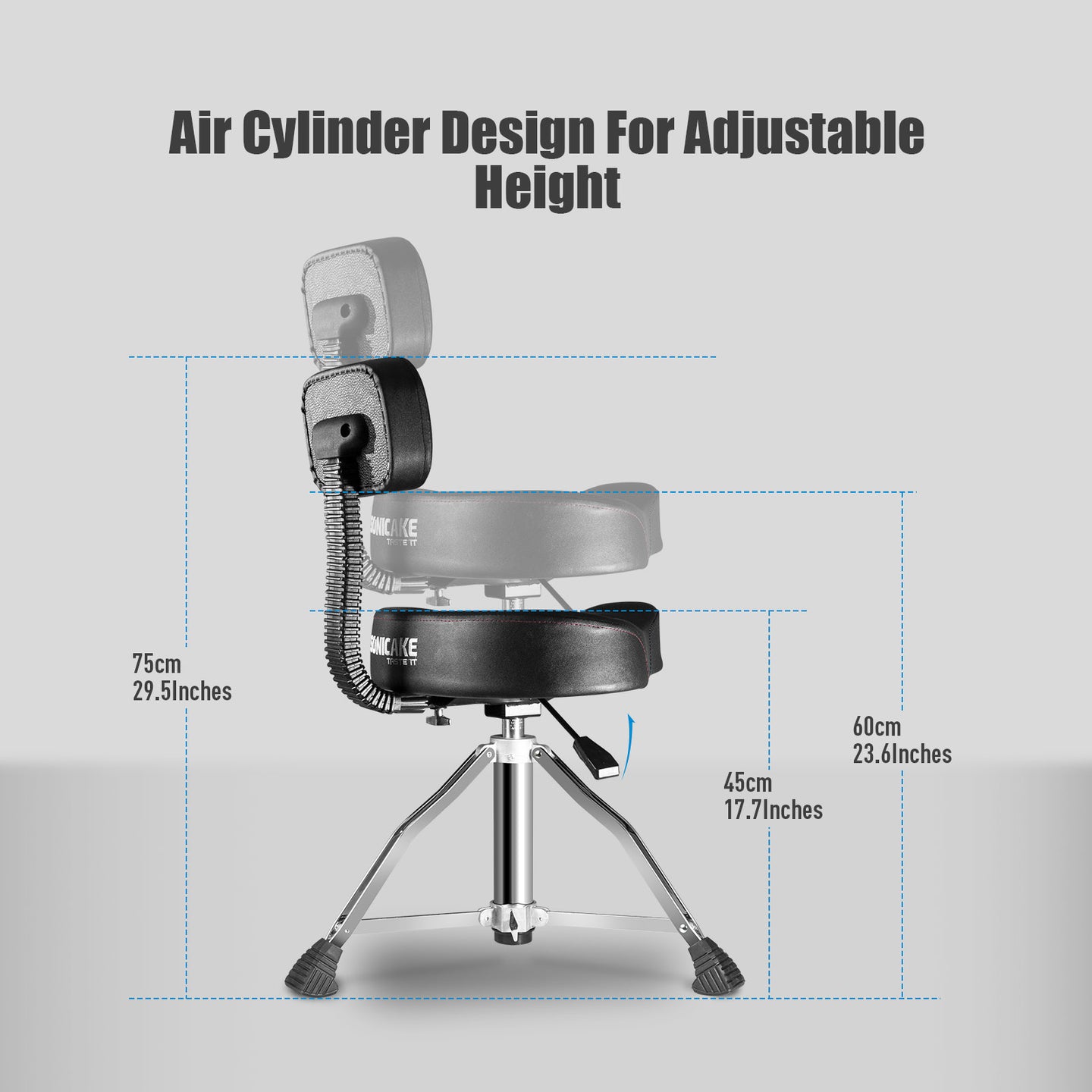 Drum Throne with Backrest Hydraulic - Sonicake