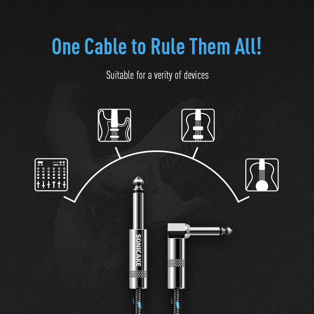 Instrument Cable (20ft/6m, Right Angle to Straight) - Sonicake