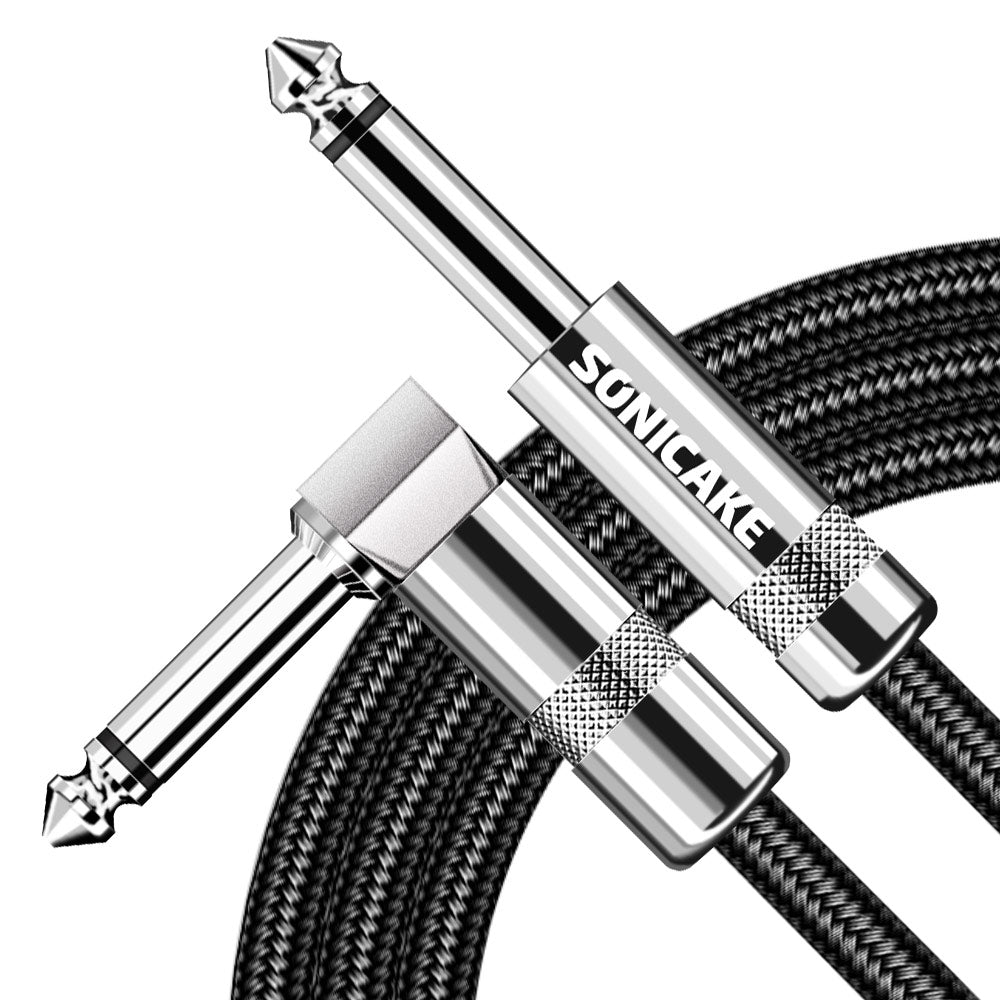 Instrument Cable (10ft/3m, Right Angle to Straight, Black) - Sonicake