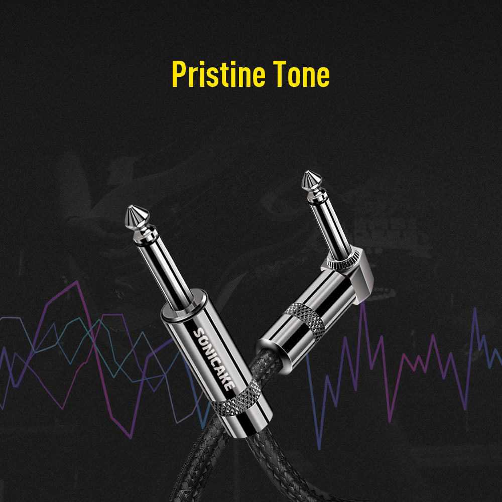 Instrument Cable (20ft/6m, Right Angle to Straight, Black) - Sonicake