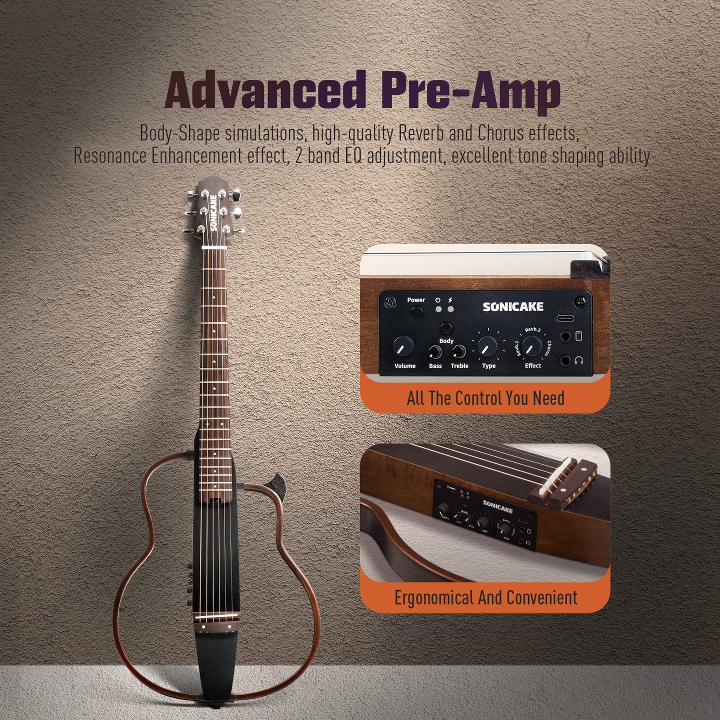 Acoustic-Electric Travel Guitar - Sonicake