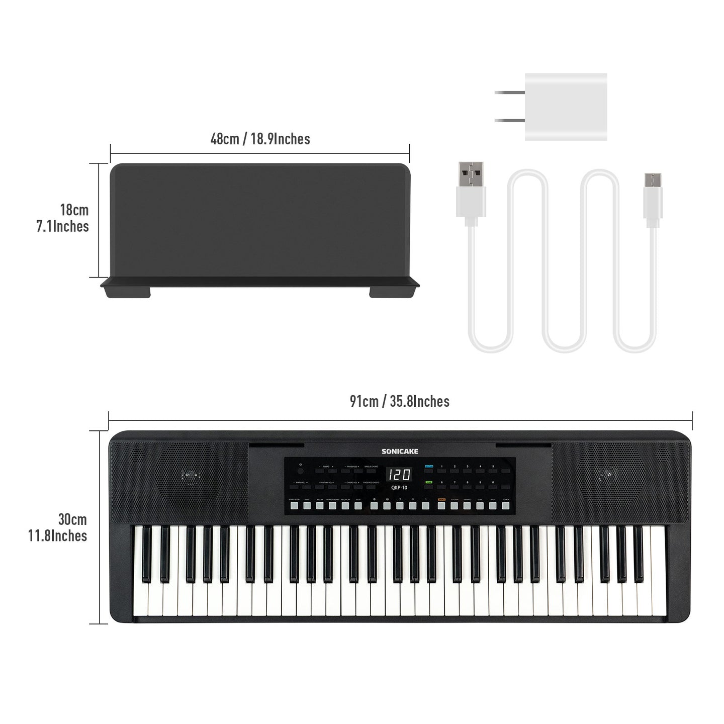 61 KEYS LED ELECTRONIC KEYBOARD - Sonicake
