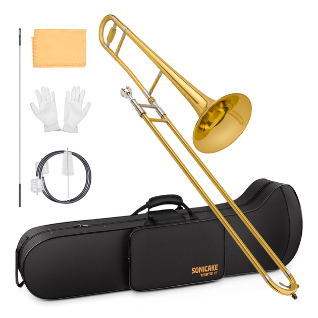 Bb Tenor Slide Trombone Brass Gold - Sonicake