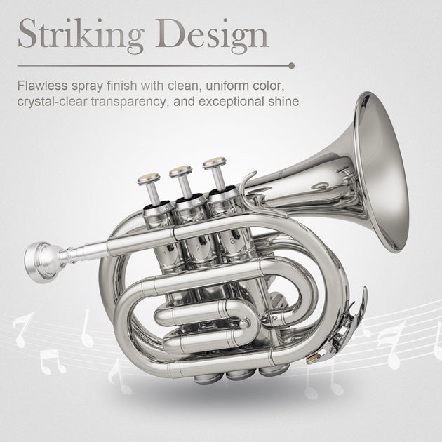 Bb Pocket Trumpet Brass Nickel - Sonicake