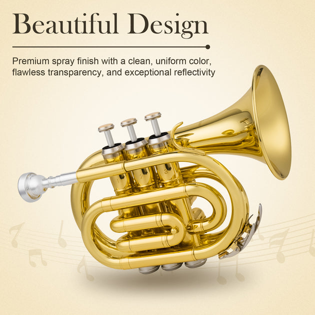 Bb Pocket Trumpet Brass Gold - Sonicake