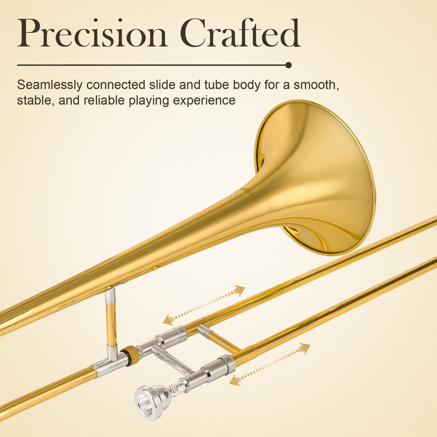 Bb Tenor Slide Trombone Brass Gold - Sonicake