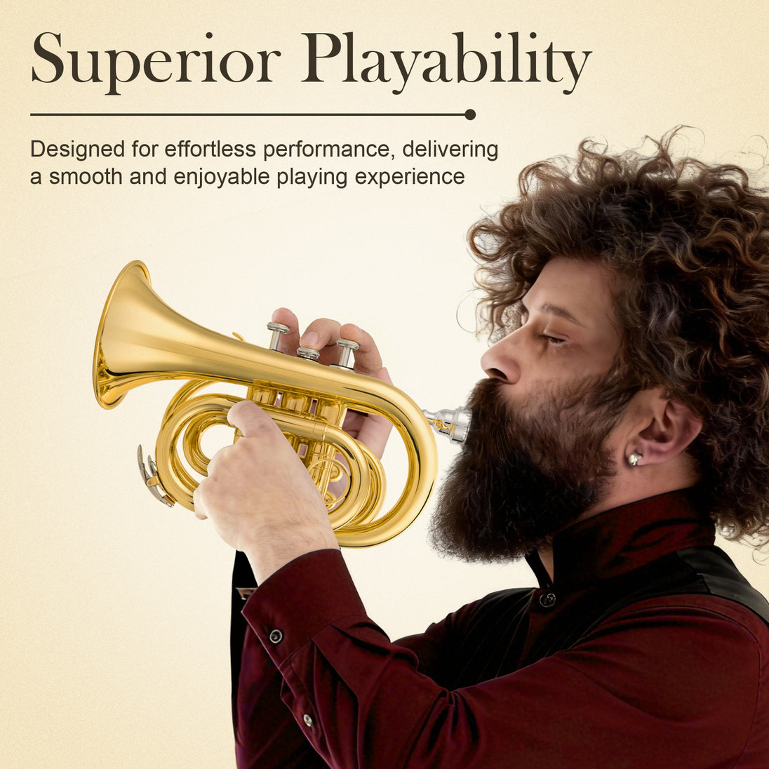 Bb Pocket Trumpet Brass Gold - Sonicake