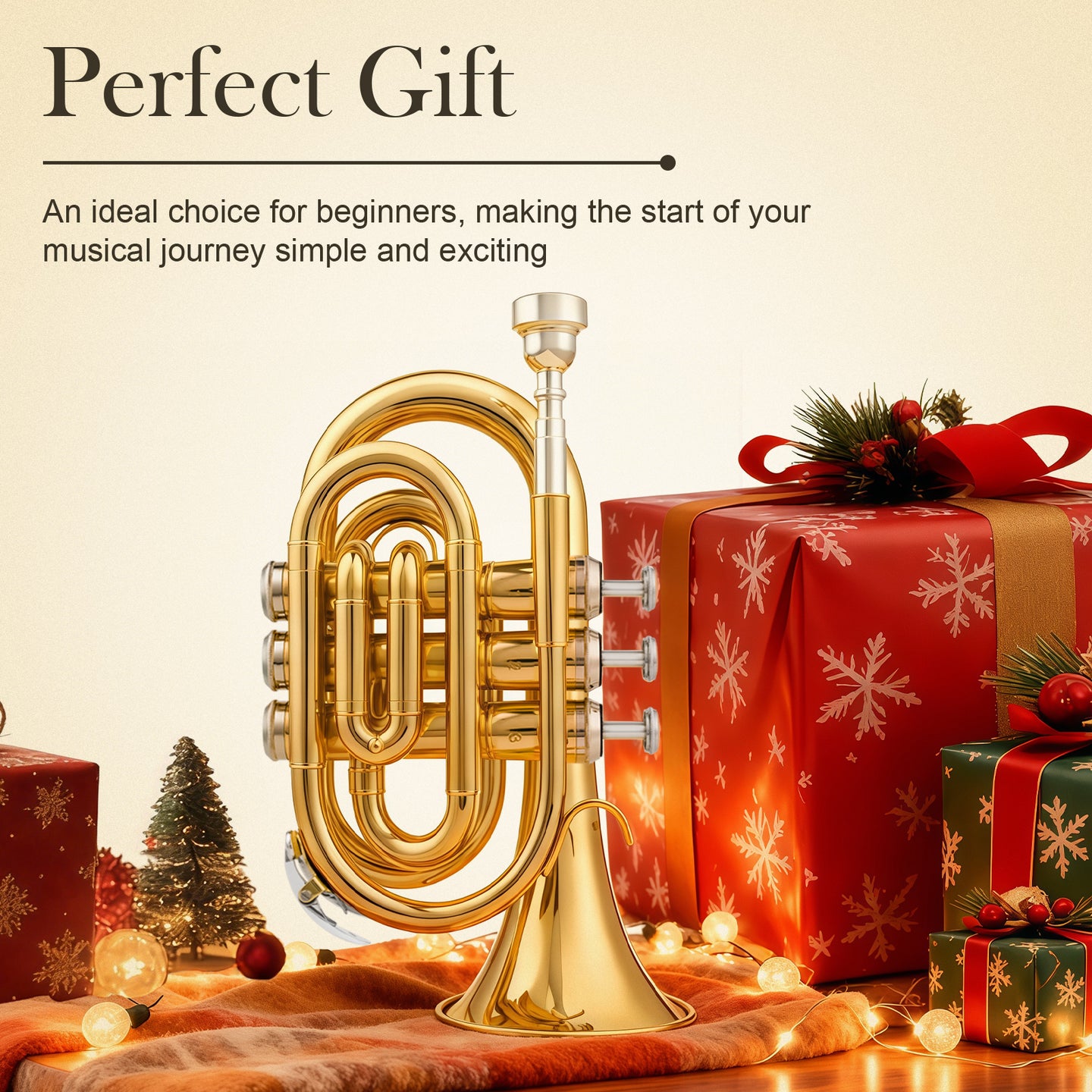 Bb Pocket Trumpet Brass Gold - Sonicake