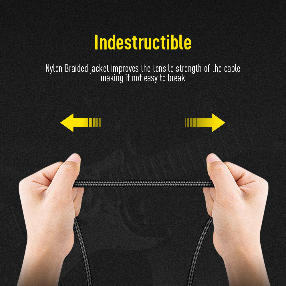 Instrument Cable (10ft/3m, Right Angle to Straight, Black) - Sonicake